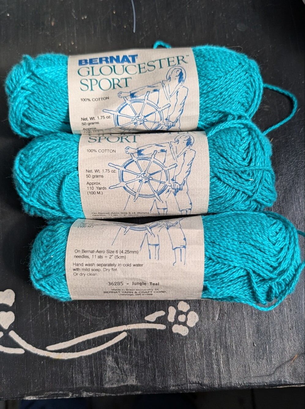 Benart Gloucester Cotton Yarn Teal Blue 11 stitches= 2" Vintage 150 gms 5.25 ozs